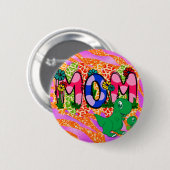 Cute Bright mam Dinosaur Moederdag Greeting Ronde Button 5,7 Cm (Voorkant /achterkant)