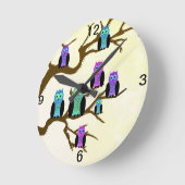Cute Bright Owls Ronde Klok (Hoek)
