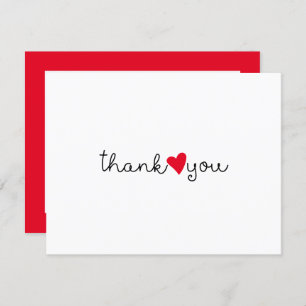 Cute Bright Red Heart Hartelijk dank Bedankkaart