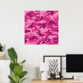 Cute Bright Roze Camo, Camouflage Poster (Thuiskantoor)
