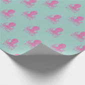 Cute Bright roze en Aqua Blue Octopus Pattern Cadeaupapier (Hoek)