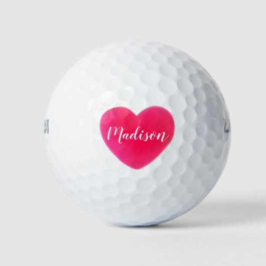 Cute Bright roze hart op maat Golfballen (Voorkant)