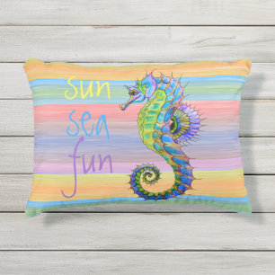 Cute Bright Sunset Colors Artsy Seahorse Buitenkussen