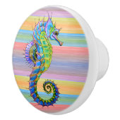 Cute Bright Sunset Colors Artsy Seahorse Keramische Knop (Rechts)