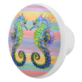 Cute Bright Sunset Colors Artsy Seahorse Keramische Knop (Rechts)