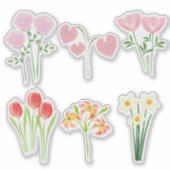Cute Bright Watercolor Flowers Sticker (Voorkant)