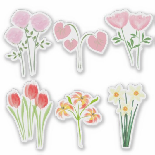 Cute Bright Watercolor Flowers Sticker (Voorkant)