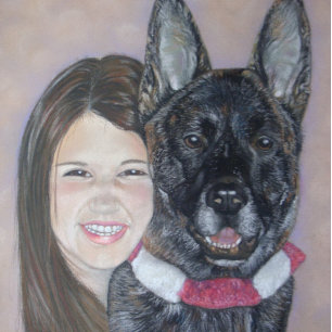 Cute brindle akita die zijn beste vriend overspoel