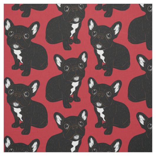Cute Brindle Frenchie Puppy Stof (Swatch)