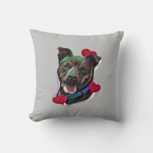Cute Brindle Pop Art Pit Bull Staffordshire Love Kussen