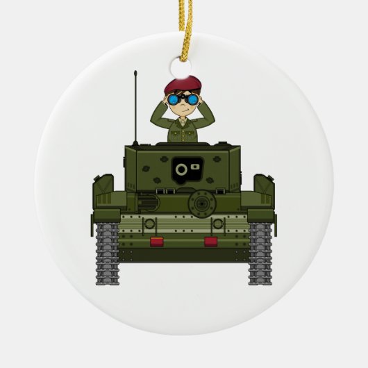 Cute British Army Soldier in Tank Ornament (Voorkant)