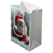Cute British Shorthair Cat Christmas Personalized  Medium Cadeauzakje (Voorkant Gekanteld)