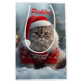 Cute British Shorthair Cat Christmas Personalized  Medium Cadeauzakje