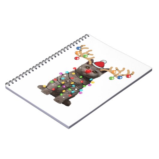 Cute British Shorthair Cat Funny Kerstfeestdag Notitieboek (Linkerzijde)