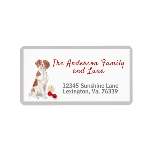 Cute Brittany Spaniel Toys Home Return Address Etiket (Voorkant)