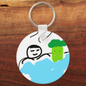 Cute Broccoli in Hot Springs Sleutelhanger (Voorkant)