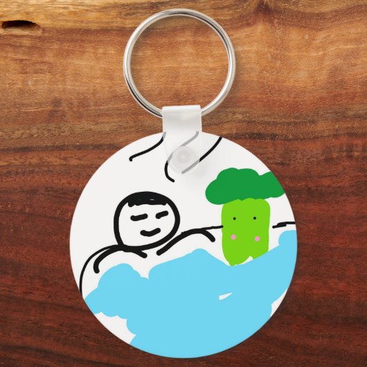 Cute Broccoli in Hot Springs Sleutelhanger (Voorkant)