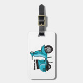 Cute brommer motorfiets cartoon illustratie bagagelabel (Voorkant verticaal)