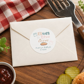 Cute Brood In Oven BaBy Q Shower  Ronde Sticker