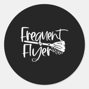 Cute Broomstick Frequent Flyer Witch Halloween Ronde Sticker