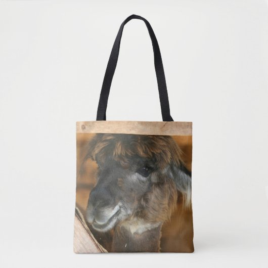 Cute Brown Alpaca Llama Boerderij Animal Tote Bag (Voorkant)