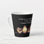 Cute Brown and roze Birds Black Latte Mok (Linkerhoek)