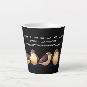 Cute Brown and roze Birds Black Latte Mok