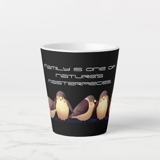 Cute Brown and roze Birds Black Latte Mok (Voorkant)