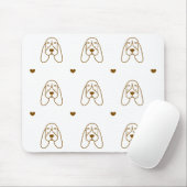 Cute Brown and White Basset Hound Heart Pattern Muismat (Met muis)
