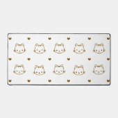Cute Brown and White Cat and Heart Pattern Bureaumat (Voorkant)