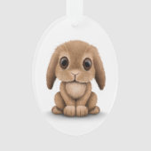Cute Brown Baby Bunny Rabbit on White Ornament (voorkant)