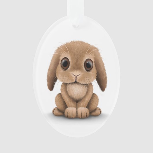 Cute Brown Baby Bunny Rabbit on White Ornament (voorkant)