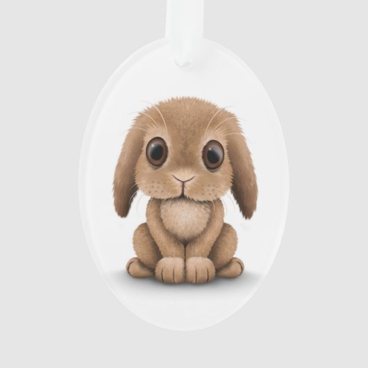 Cute Brown Baby Bunny Rabbit on White Ornament (achterkant)