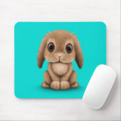 Cute Brown Baby Bunny Rabbit op Blue Muismat (Met muis)