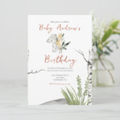 Cute Brown Baby Deer Waterverf 1e verjaardag Kaart (Staand voorkant)