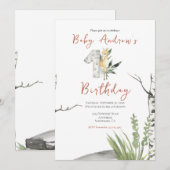 Cute Brown Baby Deer Waterverf 1e verjaardag Kaart (Voorkant / Achterkant)