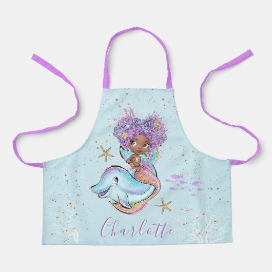 Cute Brown Baby Mermaid All-Over Print Apron Schort (Voorkant)