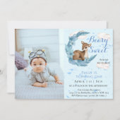 Cute Brown Bambi Flowers Clouds 1e verjaardag Kaart (Voorkant)