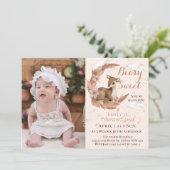 Cute Brown Bambi Flowers Clouds 1e verjaardag Kaart (Staand voorkant)