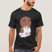 Cute brown bear cony bunny rabbit the kiss Classic T-shirt (Voorkant)