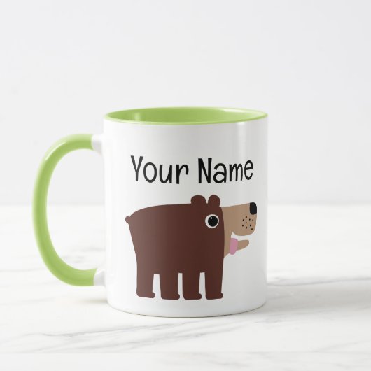 Cute brown bear cub cartoon personalized kid's mok (Links)