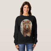 Cute Brown Bear Grizzly Flower Crown Animal Trui (Voorkant volledig)