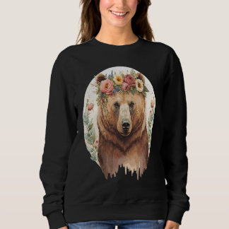 Cute Brown Bear Grizzly Flower Crown Animal Trui