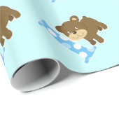 Cute Brown Beer 1st Birthday One Wrapping Paper Cadeaupapier (Rol Hoek)