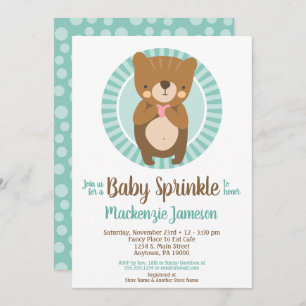 Cute Brown Beer Baby Sprinkle Invitation Neutraal Kaart