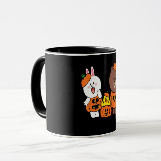 Cute Brown Beer Cony Bunny Rabbit Duck Pumpkin Mok (Voorkant links)