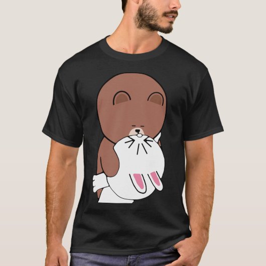 Cute Brown Beer Cony Bunny Rabbit The Kiss T-shirt (Voorkant)