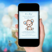 Cute Brown Beer for Boy Baby shower Kaart