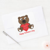 Cute Brown Beer Heart I love You Valentijnsdag Vierkante Sticker (Envelop)