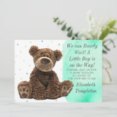 Cute Brown Beer Het is een jongen Blauwgroen moder Kaart (Staand voorkant)